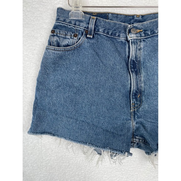 Levis 550 Vintage High Rise Relaxed Fit Cutoff Denim Shorts Blue Womens 30 - Picture 2 of 9